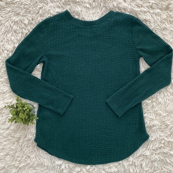 🎉HP🎉 Cherish Brushed Waffle LS Top 💗 Forest Green - Picture 6 of 12